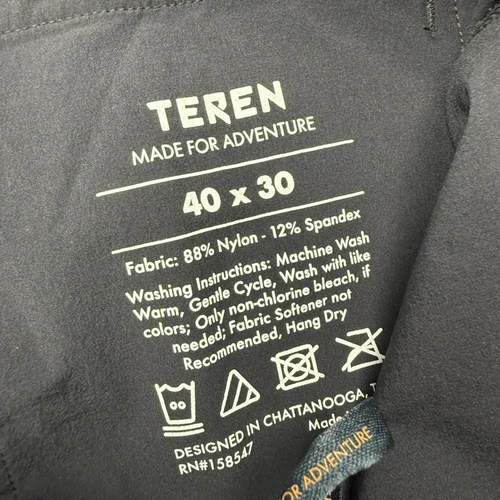 TEREN Pants Mens 40x30 Black Stretch Hiking No Fly Zone Insect Repellent Outdoor